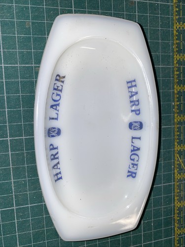 Harp lager white glass ashtray - white,